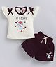 NEON Knitted Knit Half Sleeves Hi Beauty Text Printed Top & Shorts Set - Maroon