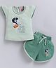 NEON Knitted Knit Half Sleeves Enjoy The Little Things Text Printed Top & Shorts Set - Green