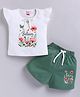 NEON Knitted Knit Half Sleeves Floral Printed Top & Shorts Set - Green