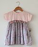 Love the World Today Cotton Woven Half Sleeves Checkered Floral Printed & Tassel Detailed Dress - Multi Colour