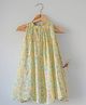 Love the World Today Cotton Woven Sleeveless Floral Printed Dress - Lemon Yellow