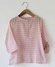 Love the World Today Cotton Woven Full Sleeves Checkered Kurta Style Shirt - Light Pink
