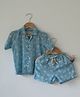 Love the World Today Cotton Woven Half Sleeves Floral Printed Coordinating Shirt & Shorts Set - Blue