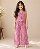The Magic Wand Cotton Woven Sleeveless Floral Motifs Printed Coordinating Waistcoat Style Top & Pant Set - Pink