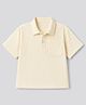 Bonfino 100% Cotton Woven Half Sleeves Drop Shoulder Double Gauze Polo T-Shirt with Oversized Pocket - Off White