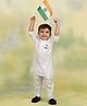 Little Collars Cotton Blended Woven Full Sleeves Special Kurta Pajama Set With Badge And Indian Flag- White