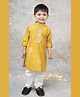 Little Collars Woven Full Sleeves Lace Detailing & Sequin Ethnic Kurta Pajama Set - Yellow