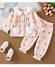 Mark & Mia Full Sleeves Winter Wear Night Suit With Heart Print & Applique - Pink