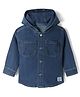 Bonfino Cotton Mix Denim Hooded Full Sleeves Jacket with Let's Play Patch - Light Blue