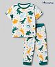 Honeyhap Premium 100% Cotton T Shirt Pyjama Night Suit With Bio Finish & Animal Print - Cadmium Green