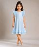 Lil' Drama Knit Sleeveless Frill Detailed Pleated Dress - Sky Blue