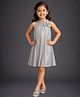 Lil' Drama Knit Sleeveless Floral Applique Detailed Dress - Grey
