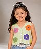 Lil' Drama Cotton Woven  Sleeveless Floral Printed Waistcoat Style Top - Green