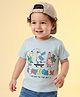 Babyhug Cotton Knit Half Sleeves T-Shirt with Skate Crew Print - Light Blue