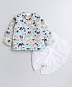 Polka Tots Cotton Woven Full Sleeves Elephant Print Angarakha Kurta with Dhoti - White