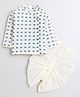 Polka Tots Cotton Woven Full Sleeves Elephant Print Angarakha Kurta with Dhoti - Off White