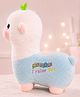 LITTLE HUNK 25cm Cute Alpaca Plush Toy, Blue and White, Soft Stuffed Animal with Music Notes Embroidery, Gift for Kids