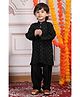 Polka Tots Cotton Woven Full Sleeves Printed Ethnic Kurta with Pyjama - Black