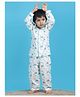Polka Tots Cotton Woven Full Sleeves Co-Ords Shirt & Pyjama Night Suit with Elephant Print - White
