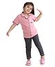 Polka Tots Cotton Woven Half Sleeves Polka Tots & Swan Printed Shirt & Pyjama Night Suit - Peach