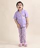 Polka Tots Cotton Woven Half Sleeves Lion Printed Shirt & Pyjama Night Suit - Lavender