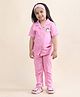 Polka Tots Cotton Woven Half Sleeves Shirt & Pyjama Night Suit with Cute Angel Print - Pink