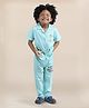Polka Tots Cotton Woven Full Sleeves Shirt & Pyjama Night Suit with My Prince Print - Aqua Blue