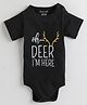 Polka Tots Cotton Knit Half Sleeves Onesie With Text Print - Black