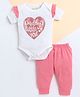 Polka Tots Cotton Knit Half Sleeves Daddys Little Girl Text Printed Onesie With leggings Set - Pink