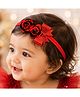 Little Tresses Floral & Bow Applique Detailed Headband - Red & Black