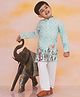 KID1 Silk Woven Full Sleeves Rama Digital Printed Kurta With Pyjama - Sea Green