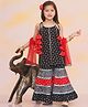 KID1 Cotton Sleeveless Bandhani Printed & Lehariya Lace Sharara Set - Black & Red