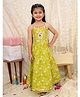 KID1 Cotton Woven Sleeveless Animal Printed Ethnic Dress - Olive Green