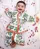 KID1 Cotton Woven Full Sleeves Anghrakha Kurta Dhoti Set with Bansuri & Mor Pankh Print - White