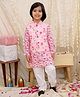 KID1 Cotton Woven Full Sleeves Printed Motif Jacket Kurta Pyjama Set - Pink