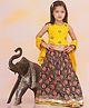 KID1 Cotton Woven Sleeveless Leela Choli With Printed Lehenga & Cushed Dupatta Set - Yellow & Green
