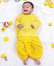 KID1 Cotton Full Sleeves Printed Bela Kurta with Dhoti - Yellow