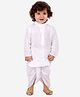 KID1 Cotton Full Sleeves Zig Zag Printed Kurta Dhoti Set - White