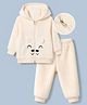Mark & Mia Full Sleeves Hooded T-Shirt & Pyjama Winter Wear Night Suit with Bear Applique - Beige