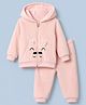 Mark & Mia Full Sleeves Hooded T-Shirt & Pyjama Winter Wear Night Suit with Bear Applique - Pink