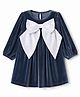 Bonfino Woven A-line Party Dress With Oversized Diamonte Detail Bow - Teal Blue
