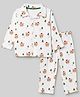 Babyhug 100% Cotton Knit Full Sleeves Co-Ords Shirt & Pyjama Night Suit with Bear & Christmas Tree Print - Offwhite