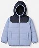Babyhug Woven Padded Quilted Hooded Winter Jacket with Full Sleeves - Blue
