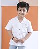 Polka Tots Cotton Woven Half Sleeves Textured Shirt - White