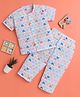 Polka Tots Muslin Woven Half Sleeves Co-Ords Shirt & Pyjama Night Suit with Heart Print - Pink