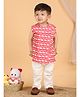 Polka Tots Cotton Woven Sleeveless Swans Printed T-Shirt & Pants Set - Pink