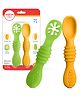 Milton Baby Silicone Pre Spoon Set of 2 for Self Feeding & Training | 100% BPA Free, Food Grade, Soft & Safe Silicone Spoon for First Stage Feeding I Dip Spoons for Baby Led Weaning | Green & Orange