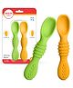 Milton Baby Silicone Pre Spoon Set for Self Feeding & Training | 100% BPA Free, Food Grade Baby Feeding Spoon | Soft Gum Friendly Infant Weaning Spoon for Puree & Soft Food | Pack of 2, Green & Orange
