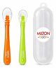 Milton Baby Silicone Spoon With Case I Small for 0-6 Month I Large for 6-24 Month I BPA Free-100% Food Grade I Premium Soft Silicone Tip I Travel Friendly Storage Case I Pack of 2, Orange & Green