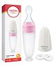Milton Baby Silicone Spoon Food Feeder I BPA Free-Food Grade I Anti-Spill Suction Base I Removable Strainer - Spill Proof Cap I Travel Friendly I For Puree and Semi Liquid Food I Light Pink